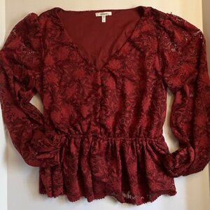 Burgundy Lace Top - Women's Size L
